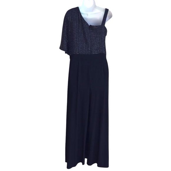R & M Richards Black Knit One ShoulderJumpsuit - Picture 4 of 12